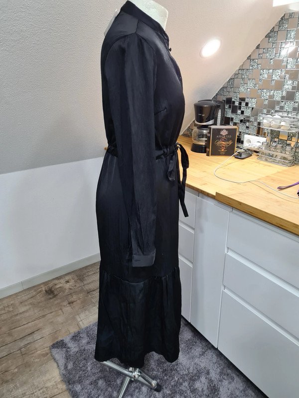 Blusenkleid Gr. XS Object schwarz Langarm Midikleid
