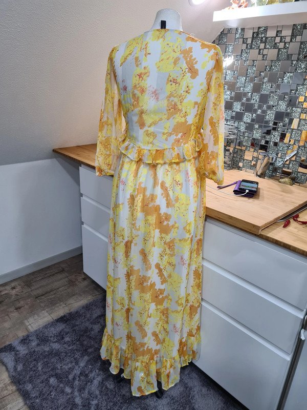 Maxikleid YAS Gr. S Langarm Kleid weiß gelb