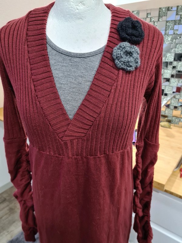 2 Teile Tshirtkleid Strickkleid Gr. 38 Bodyflirt bordo/grau
