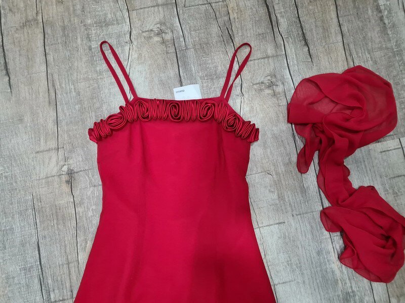 Sommerkleid Quelle Gr. 34 rot Midikleid Party ABIkleid