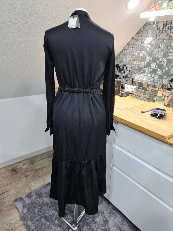 Blusenkleid Gr. XS Object schwarz Langarm Midikleid
