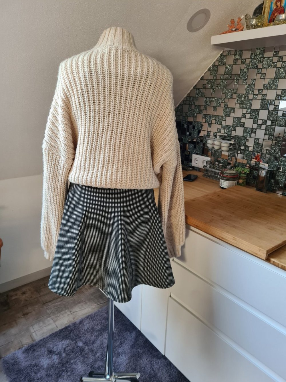 Pulli Grobstrickpullover Cropped Pullover Vero Moda Gr. S creme