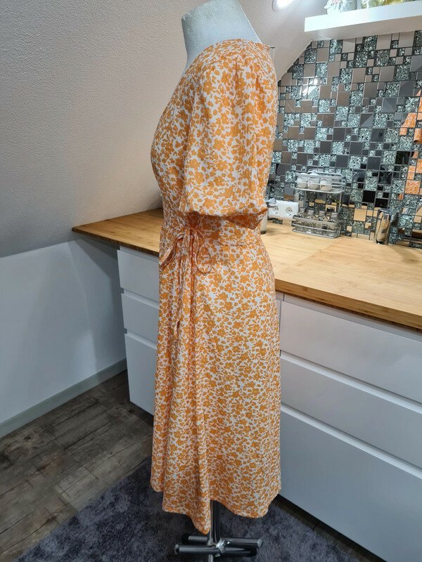 Sommerkleid Vila Gr. 36 (S/M) Ballonarm weiß gelb 