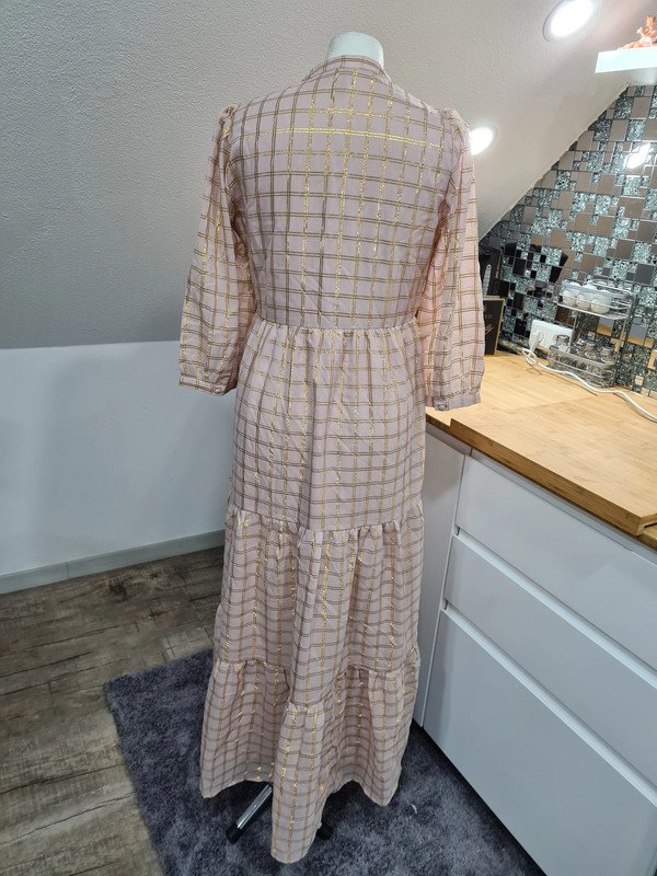 MidiKleid 3/4 Arm YAS Gr. S Neu altrosa/gold Stufenrock