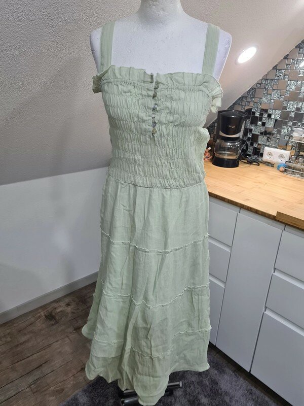 Midi Kleid Sommerkleid Baumwolle hellgrün gr 40, Only NEU Baumwolle