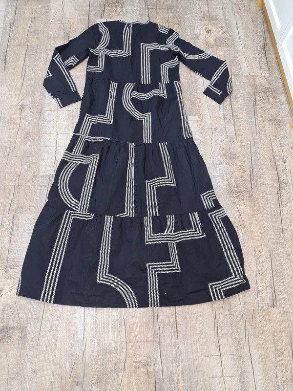 Maxikleid Only Gr. 34 (XS-S) Langarm Kleid schwarz / weiß Baumwolle