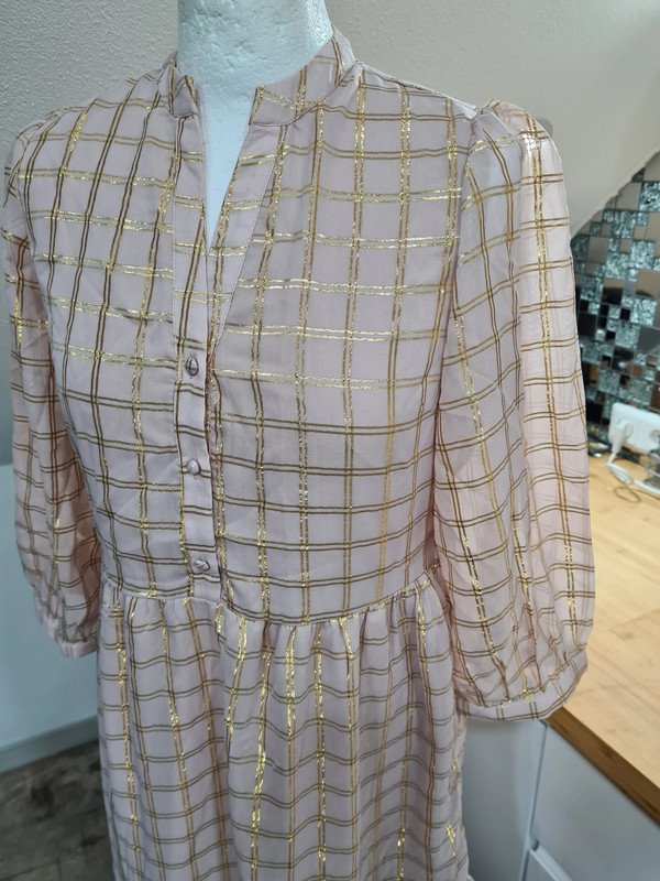 MidiKleid 3/4 Arm YAS Gr. S Neu altrosa/gold Stufenrock