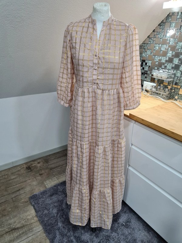 MidiKleid 3/4 Arm YAS Gr. S Neu altrosa/gold Stufenrock