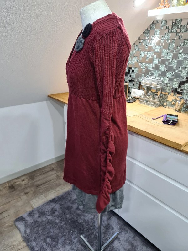 2 Teile Tshirtkleid Strickkleid Gr. 38 Bodyflirt bordo/grau