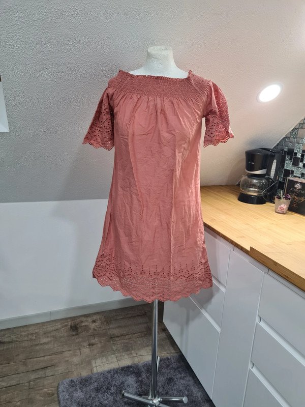Baumwolle Kleid only Off Shoulder Gr. 34 Lochmuster, A-Linie Baumwolle