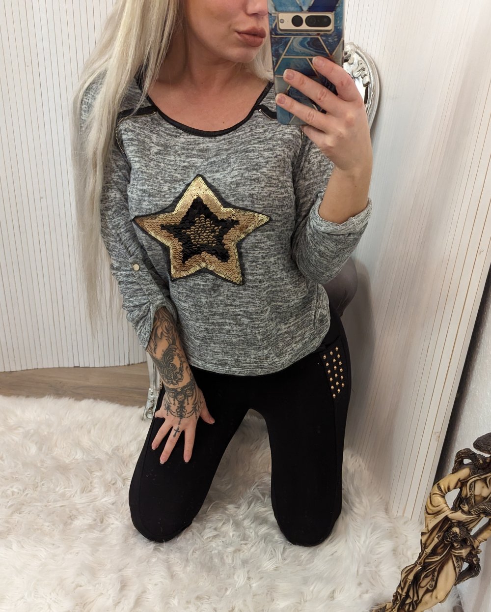 Pulli Pullover Oberteil top Pailetten s m
