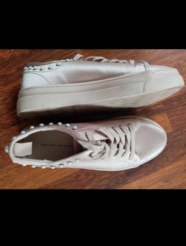 Zara sneaker schuhe Stoff glänzend rosa gr. 38