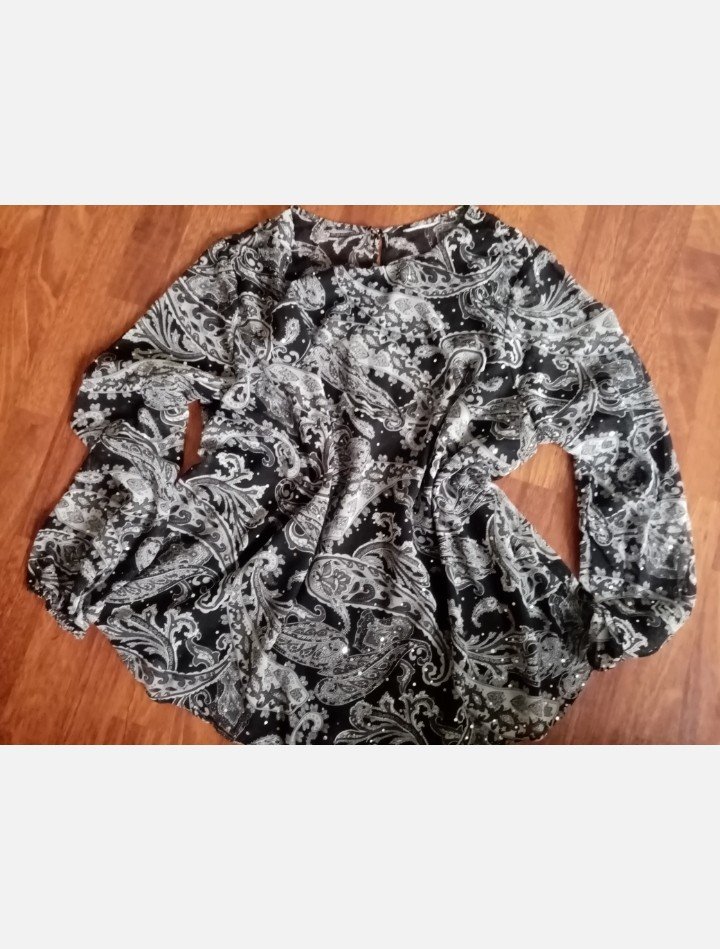 Bluse schwarz weiß grau gr. 44 xl neu