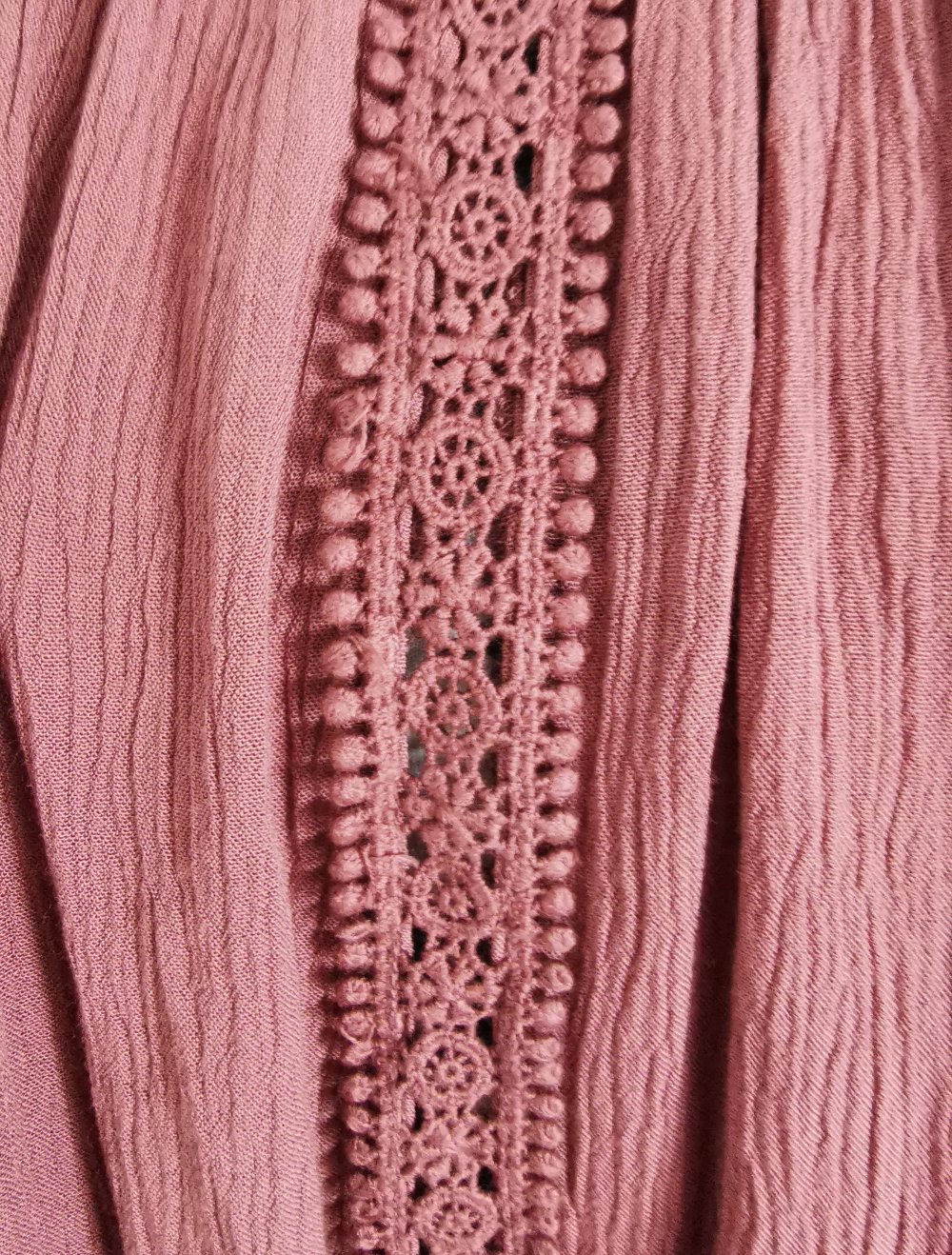 Only Tunika | Bluse | Shirt Gr. L Carmen Ausschnitt Häkelborte Cringle Optik