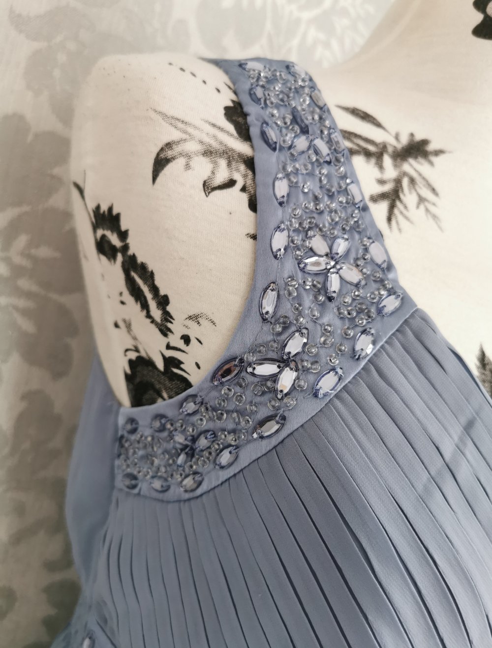 Bodyflirt Kleid | Chiffonkleid Gr.38 blau mit Perlen