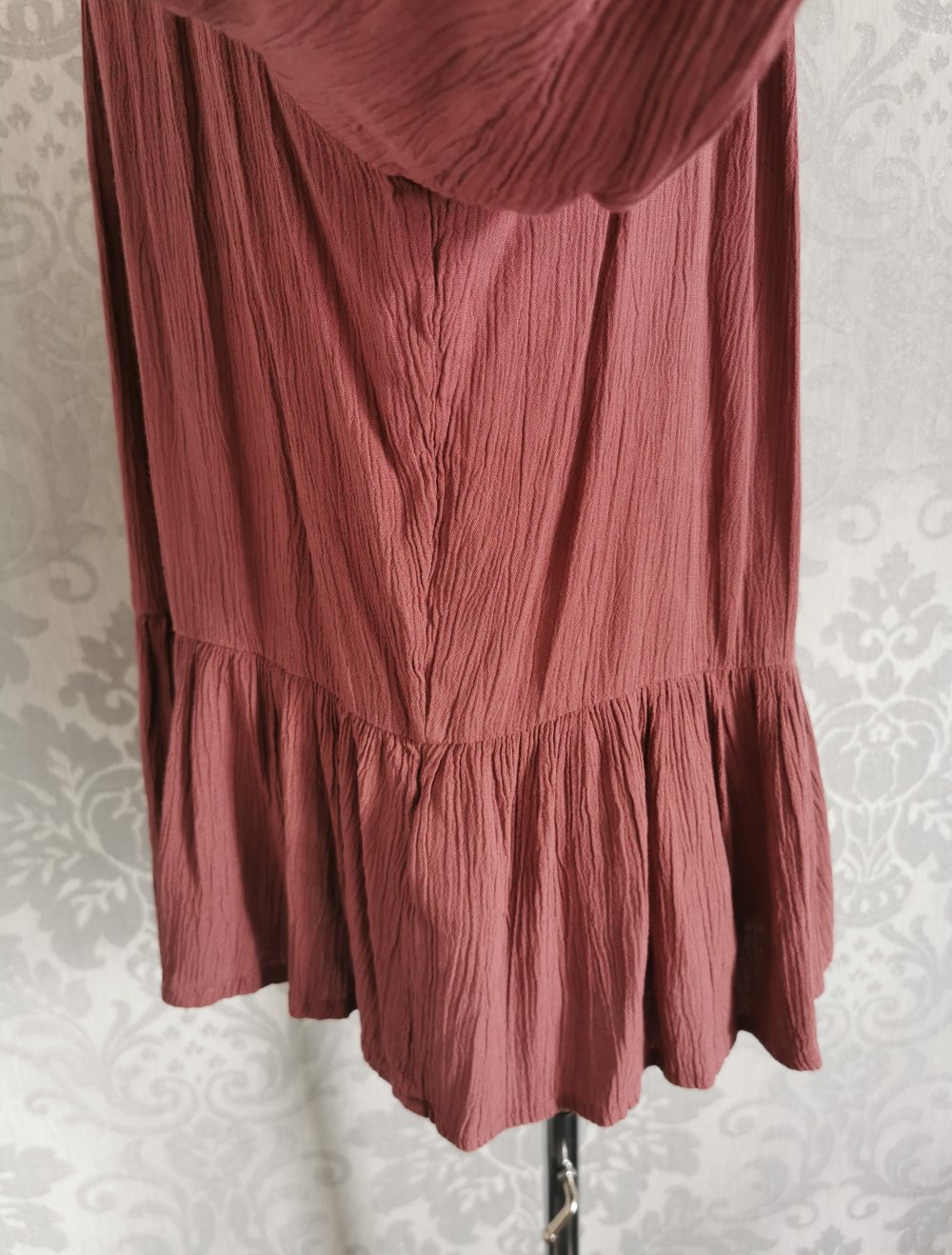 Only Tunika | Bluse | Shirt Gr. L Carmen Ausschnitt Häkelborte Cringle Optik