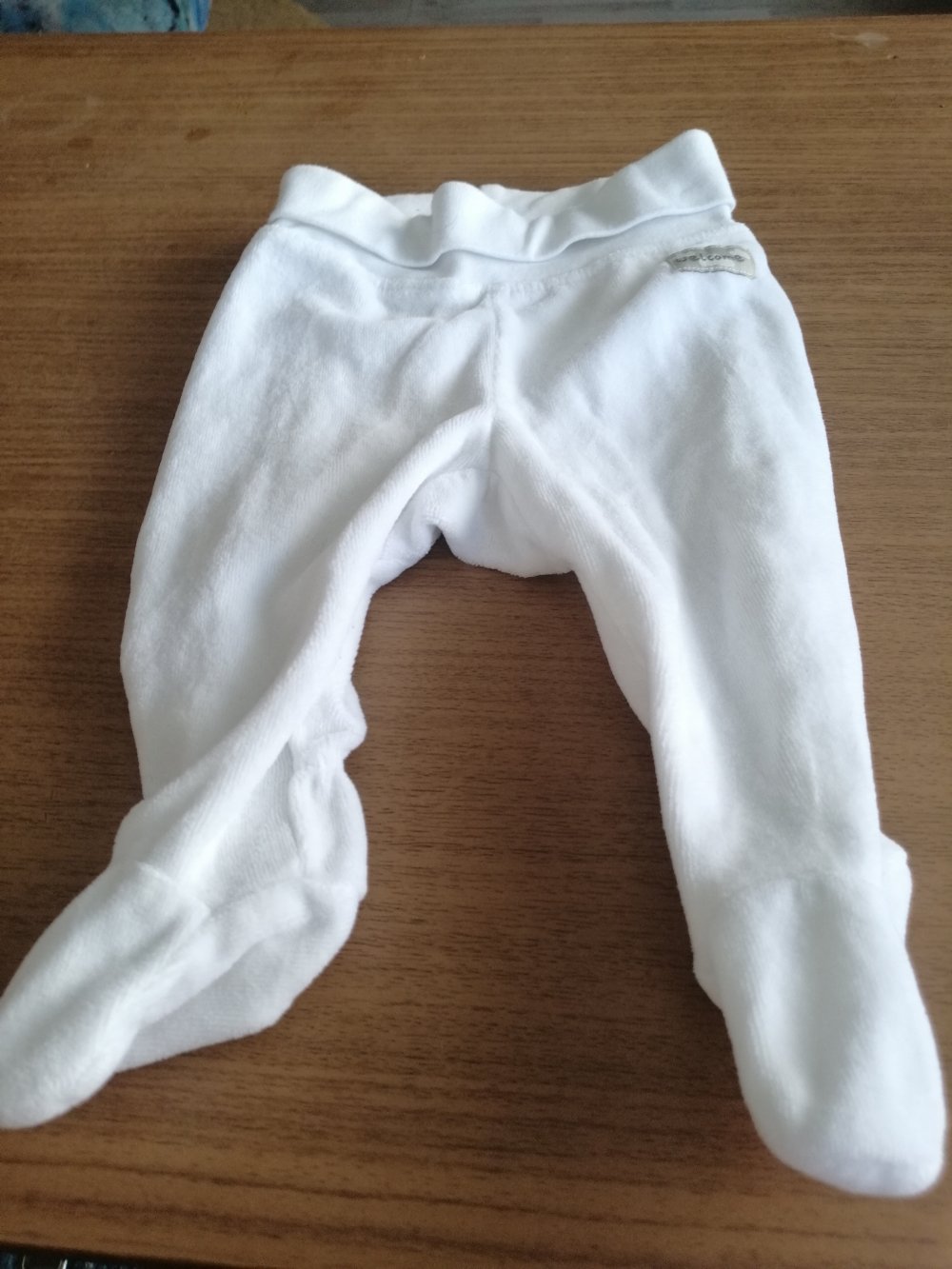 Weiße Hosen mit Füßen - Gr. 62 - Jacky