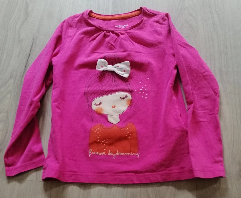 Pinkes Langarmshirt mit Aufdruck - Gr. 104 - Vertbaudet