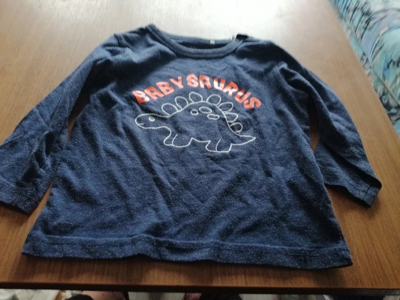 Blauer Langarmshirt mit Aufdruck - Gr. 92 - Topomini