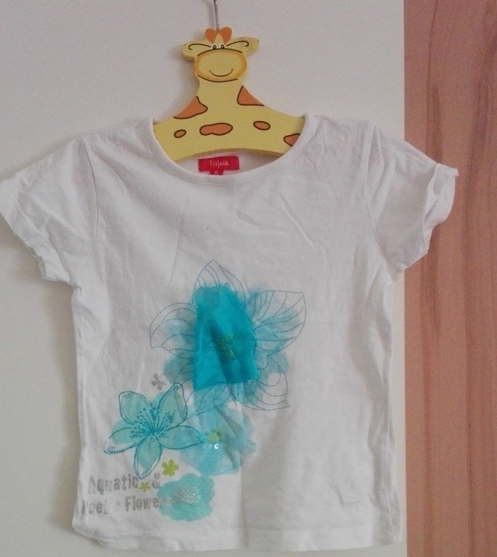 Weißes Shirt mit Blume - für 6 Jahre - Gr. 122