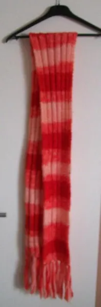Langer Schal - orange rot - Handarbeit
