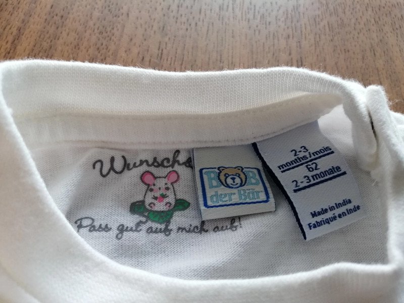 Weißes Langarmshirt - Gr. 62 - Bob der Bär