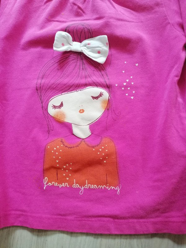 Pinkes Langarmshirt mit Aufdruck - Gr. 104 - Vertbaudet