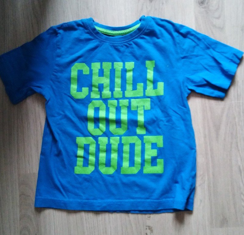 Blaues Shirt mit Aufdruck - Gr. 110 - Primark