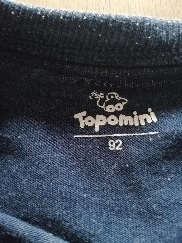 Blauer Langarmshirt mit Aufdruck - Gr. 92 - Topomini