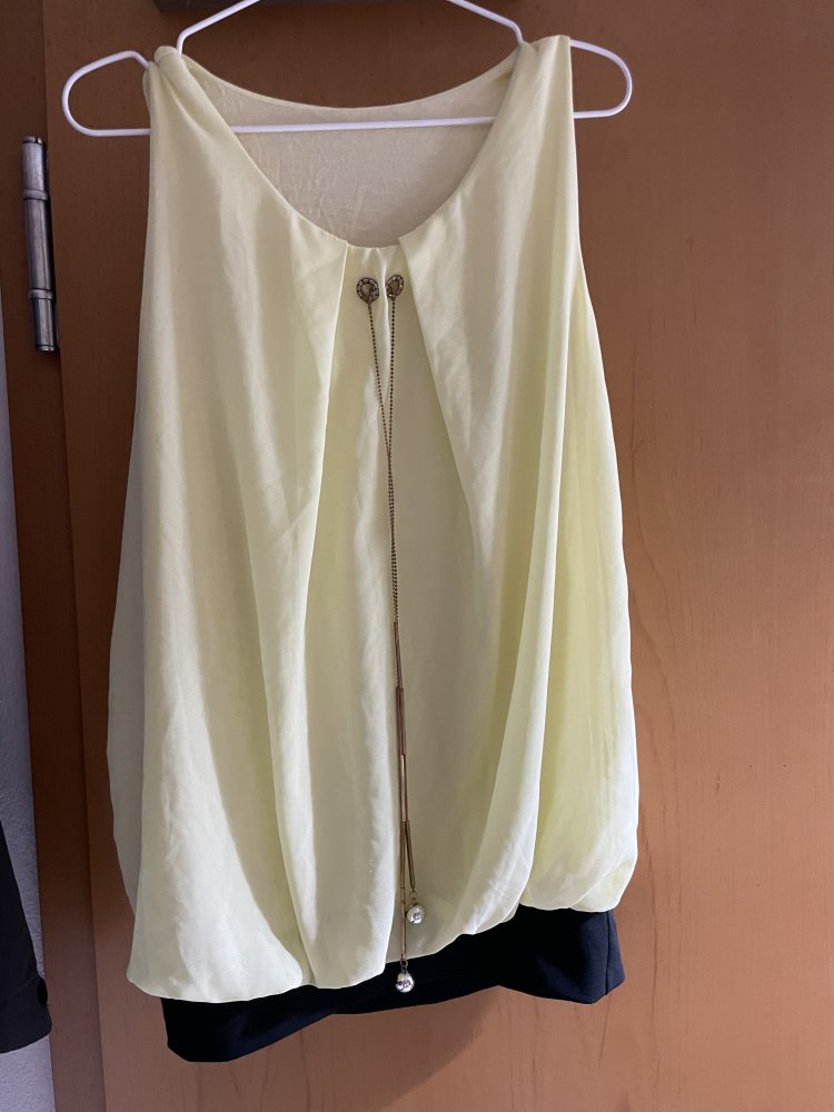 Longtop Blusentop gelb mit Kette Einheitsgröße