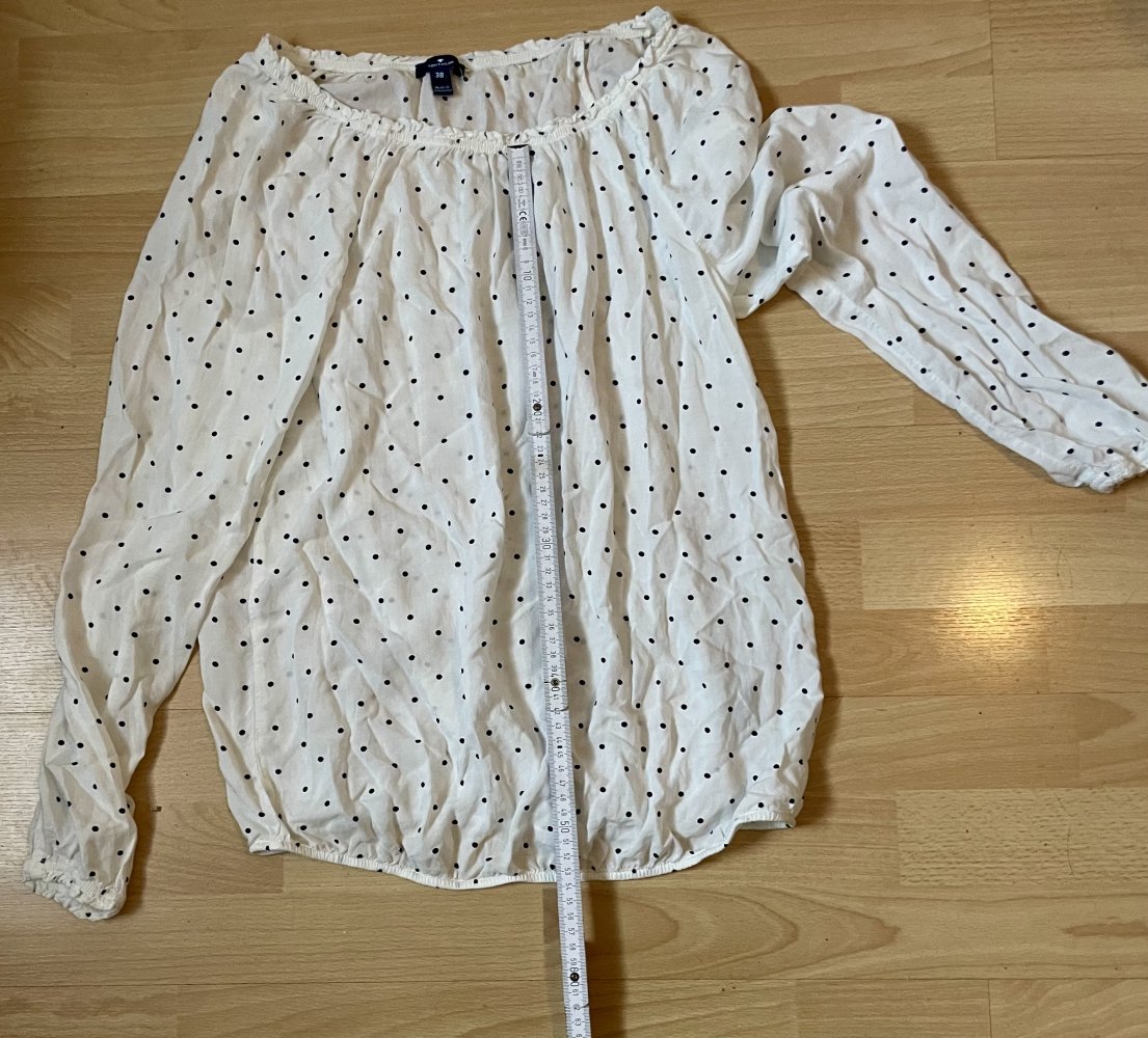 Tom Tailor Viskose Bluse Shirt weiß Punkte 38