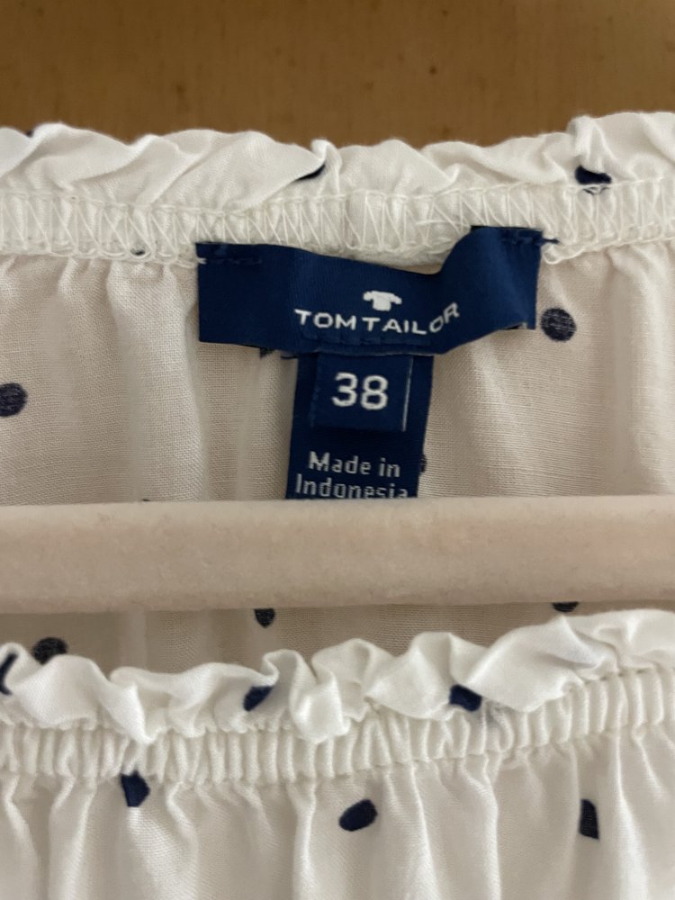 Tom Tailor Viskose Bluse Shirt weiß Punkte 38