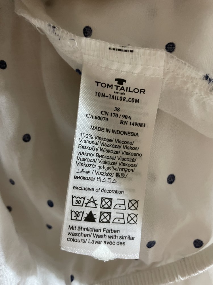 Tom Tailor Viskose Bluse Shirt weiß Punkte 38