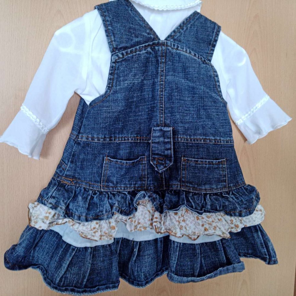 Wundervolles Jeanskleid Unikat +Bluse von popolino 116