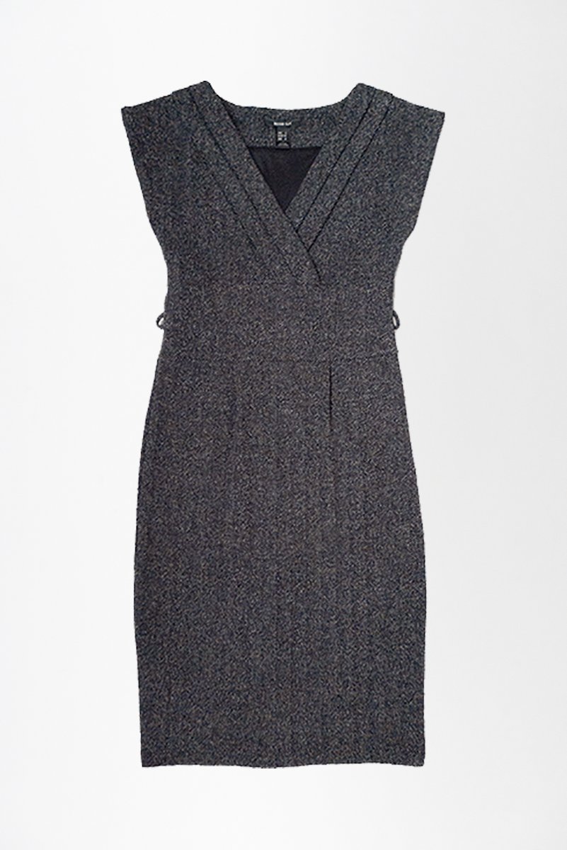 Klassisches Kleid Gr XS grau meliert Fischgrätmuster (Mango)