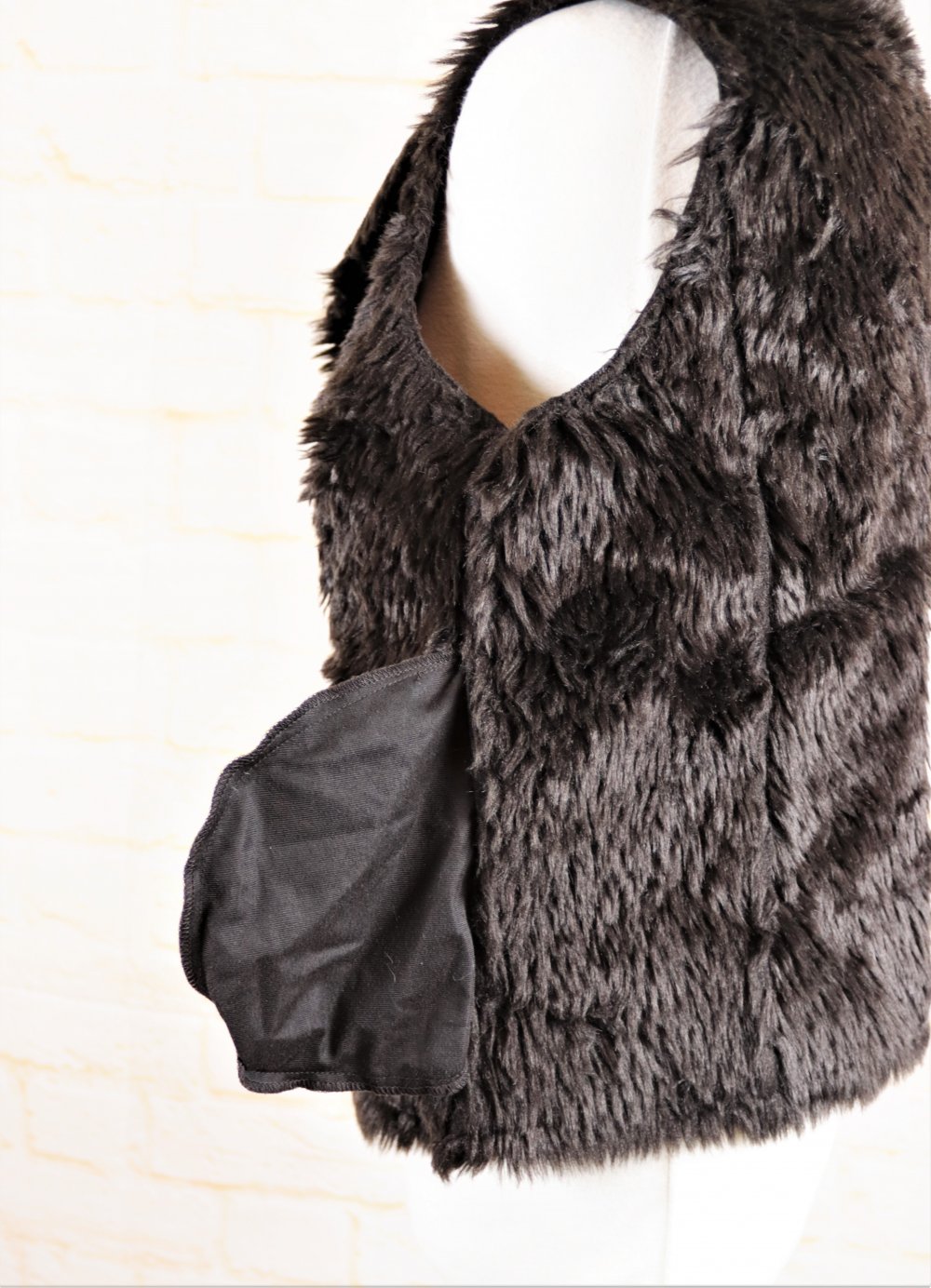 Kuschelig warme Two Face Weste Größe 36 S Dunkelbraun Plüsch Kragen Jacke Velours Wendeweste Winterweste Plüsch Fake Fur