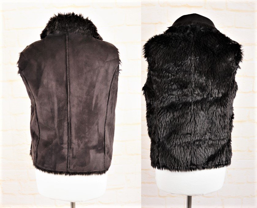 Kuschelig warme Two Face Weste Größe 36 S Dunkelbraun Plüsch Kragen Jacke Velours Wendeweste Winterweste Plüsch Fake Fur