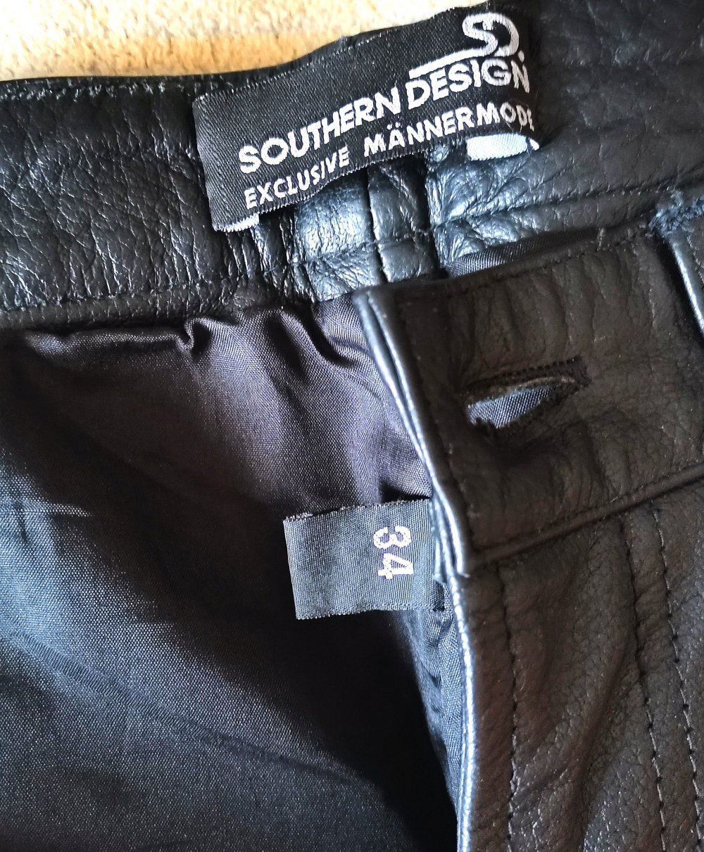 HERREN LEDER HOSE schwarz 