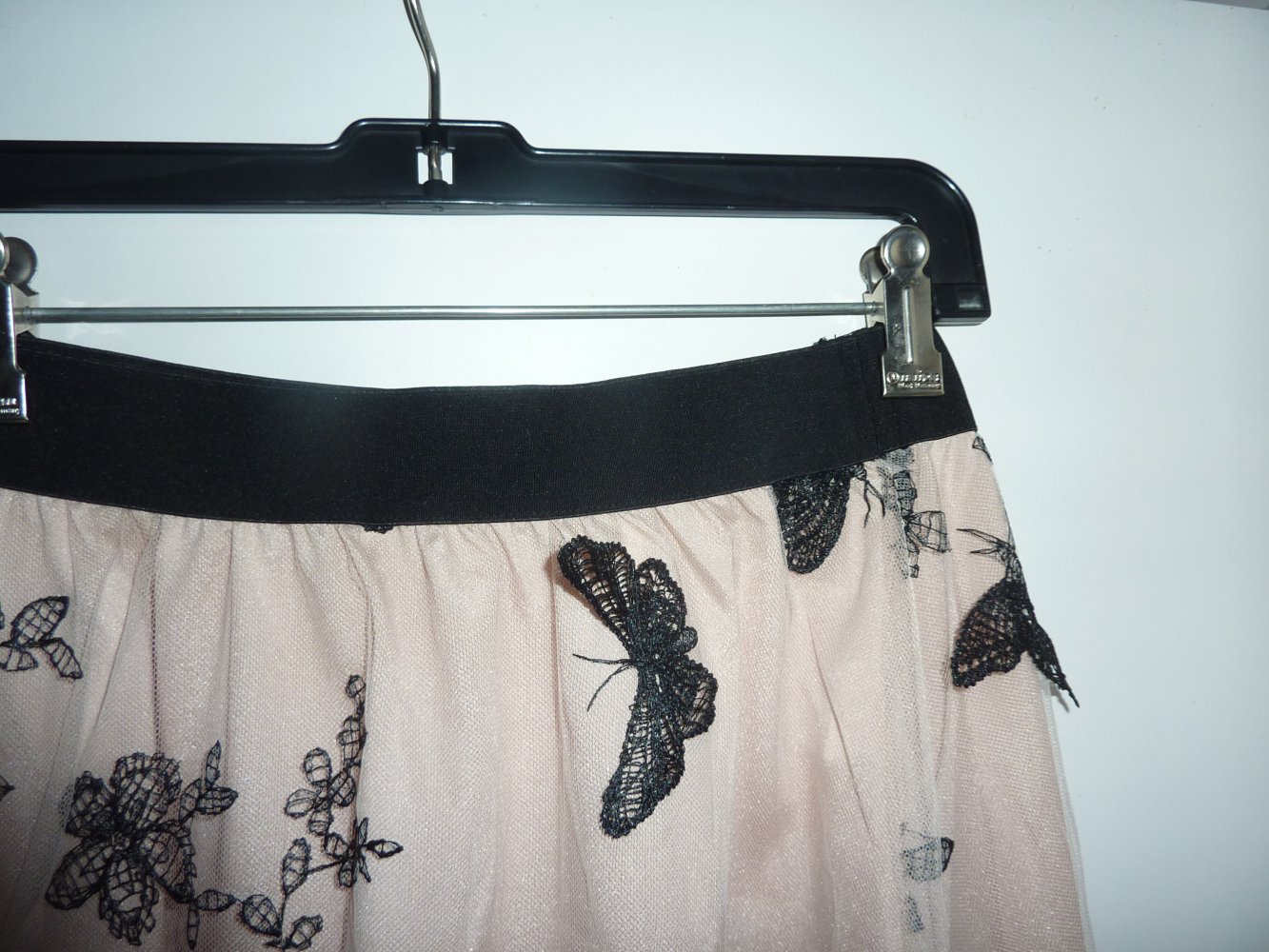 Rock NEU M 40 42 Tüllrock 72 cm Sommerrock nude apricot schwarz A-Linie Midi