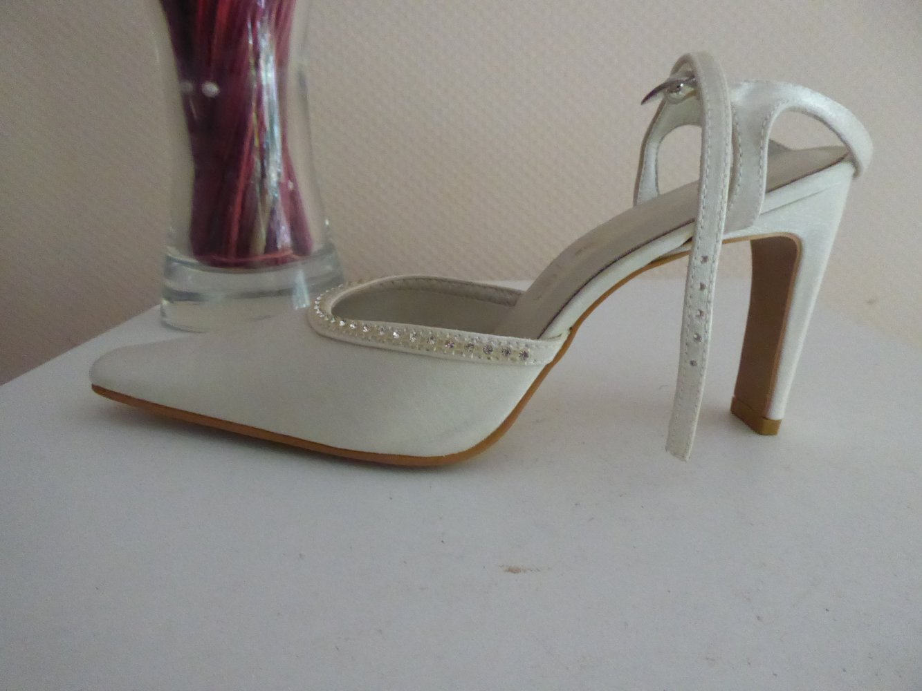 NEU Damen Brautschuhe 38 Asta ivory creme Strass Hochzeitschuhe Absatz 9 cm NP89