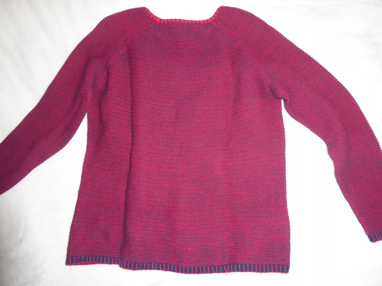 Damen Pullover Gr. L 42 44 CECIL Brust 59 cm rot blau Pulli Strick Grobstrick