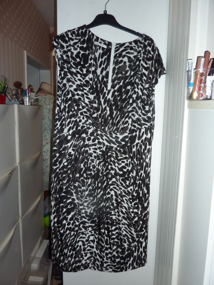 Kleid NEUwertig XL 46 Cassani Sommerkleid Kofferkleid Coctailkleid braun schwarz weiß
