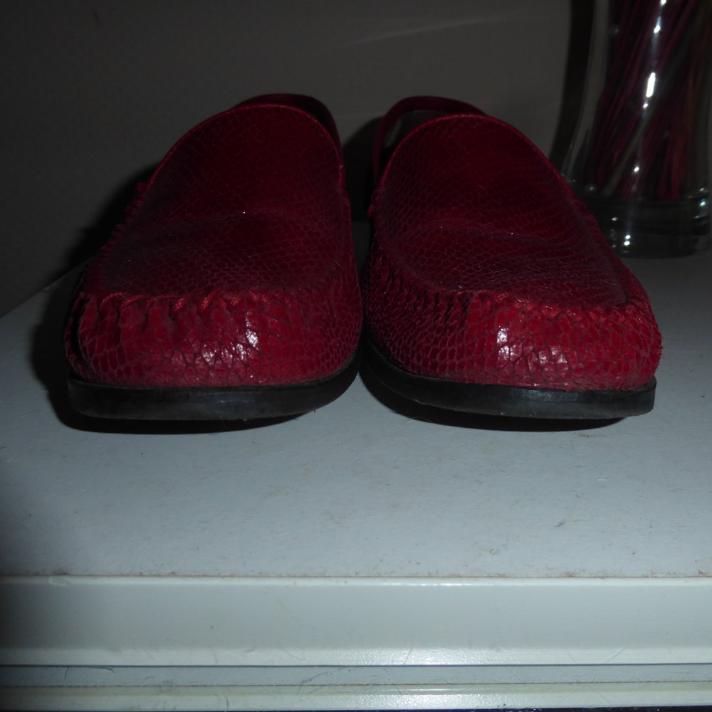 Damen LEDER Gabriele Schuhe Halbschuhe 42 rot Slipper Loafer guter Zustand