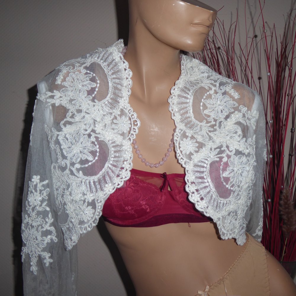 Braut Bolero 46 XL NEU 159 € creme Hochzeit Bolerojacke Spitze hochwertig