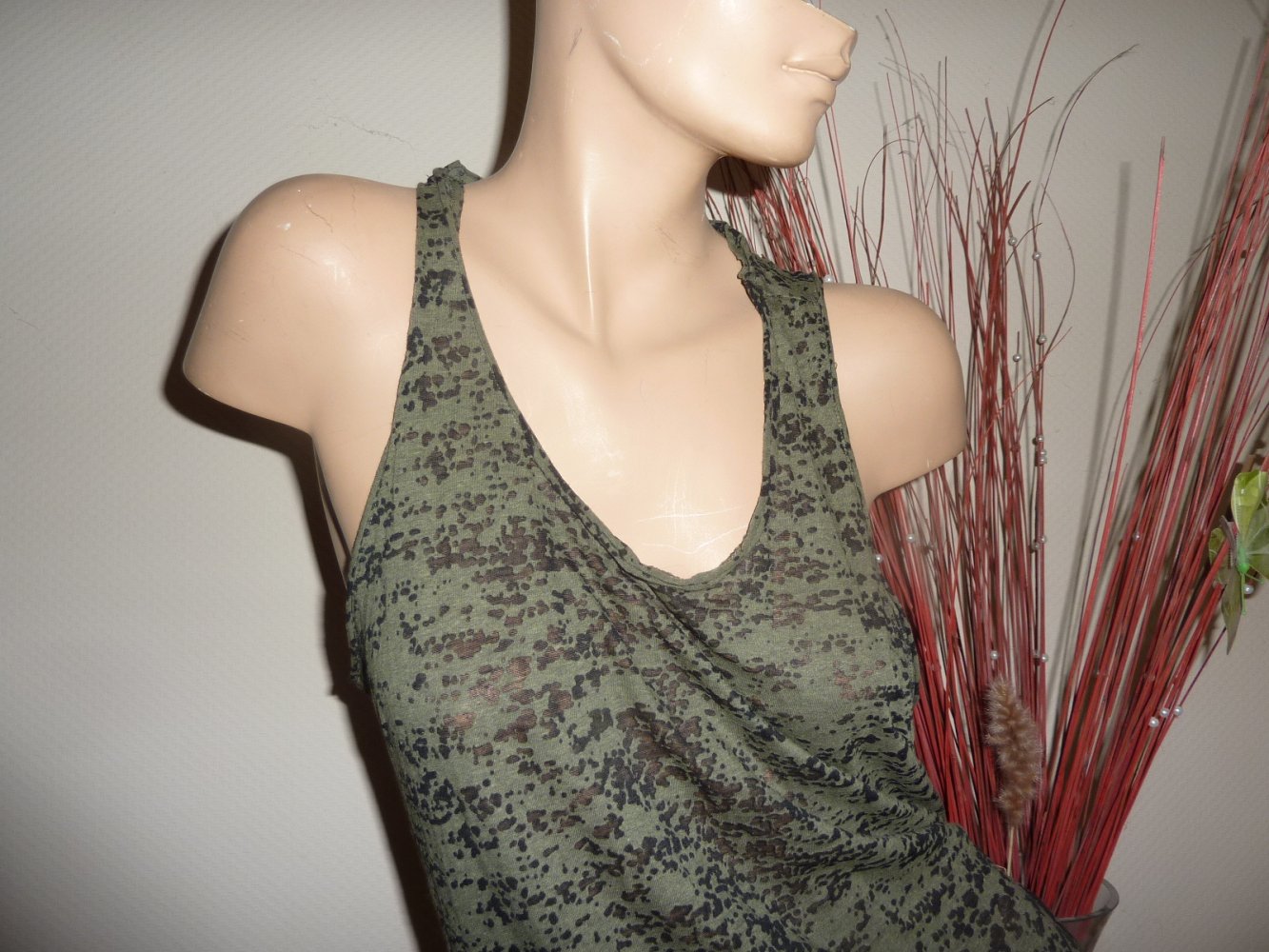 Damen TOP M 40 Sommertop khaki oliv schwarz Minikleid H und M Longtop Tunika Hängerchen Minikleid