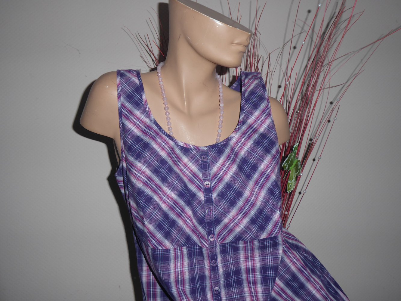 Kleid 42 Lerros lila caro Baumwolle Hängerchen Sommerkleid Trägerkleid evtl. 40