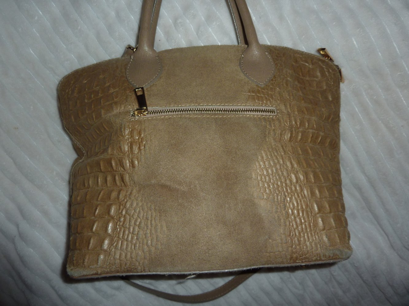 Vera PelleTasche Handtasche echt Leder camel Shopper Krokooptik