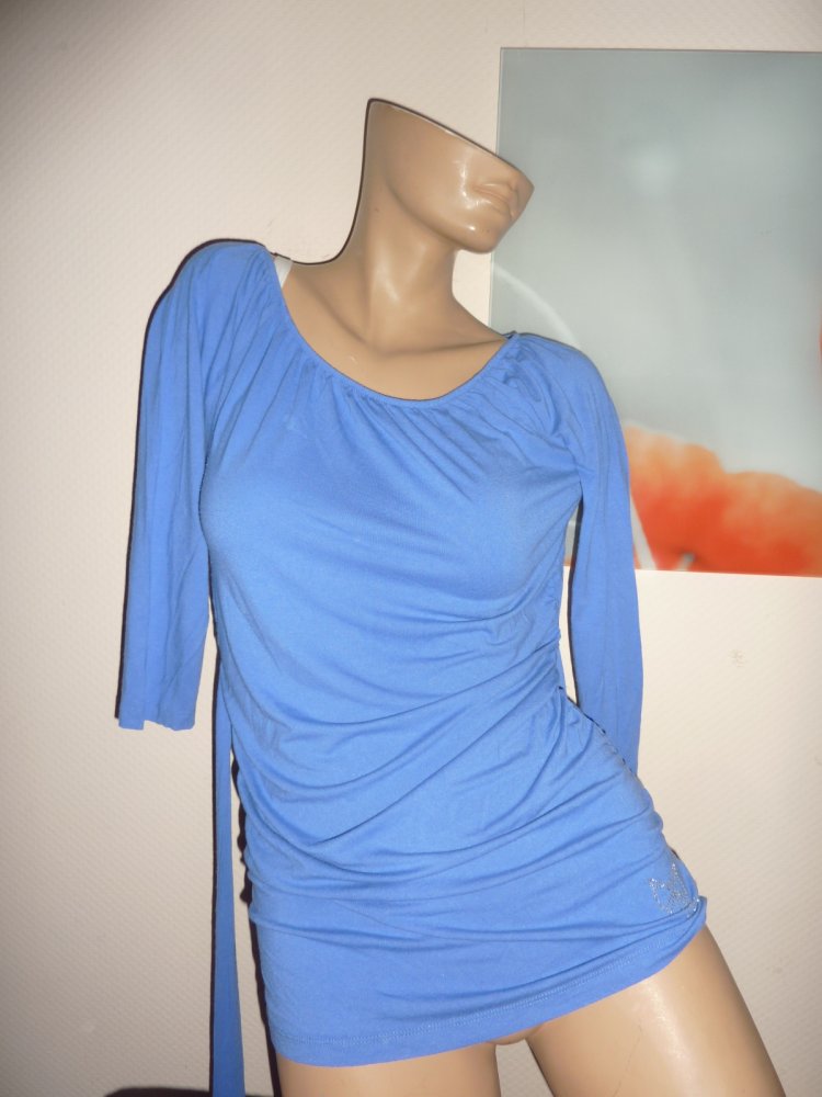 Umstandsshirt Gr. S 38 blau Schwangerschaftsshirt GINA Shirt Carmenshirt Tunika