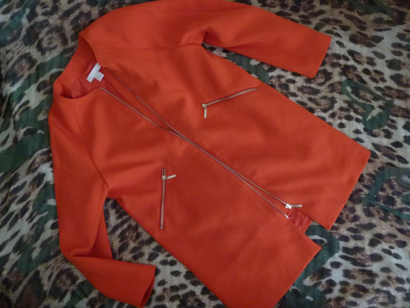 Damen Blazer 46 XL hell rot Longblazer Gehrock Jacke Longjacke Mantel Sommermantel H & M 