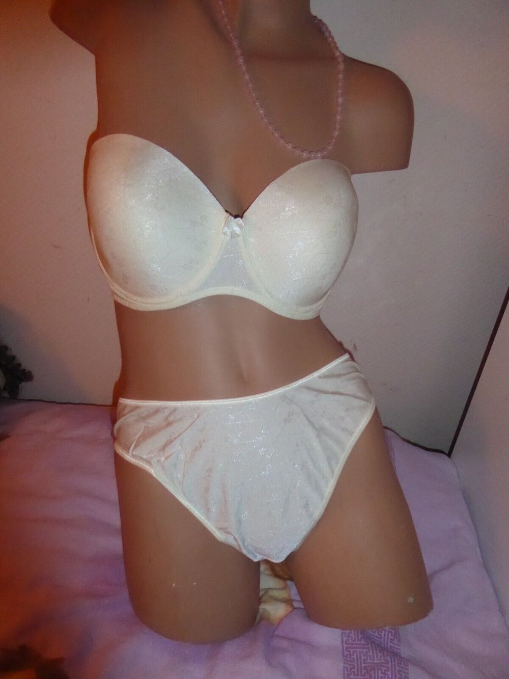T-Shirt Bügel BH Set NEU 95D Kleemeier diLorenzo creme ivory Slip XXL trägerlos